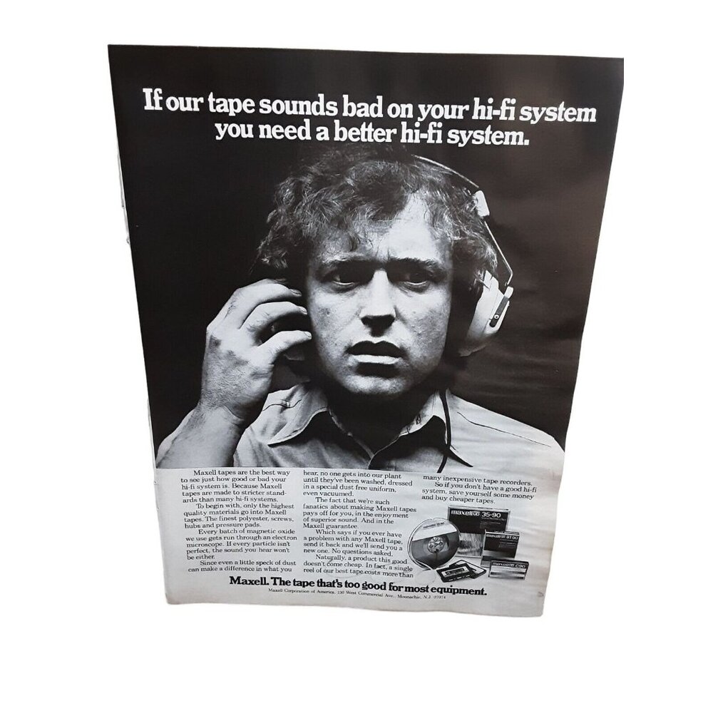 1976 Maxell Tape Thats Too Good Original Ad Vintage